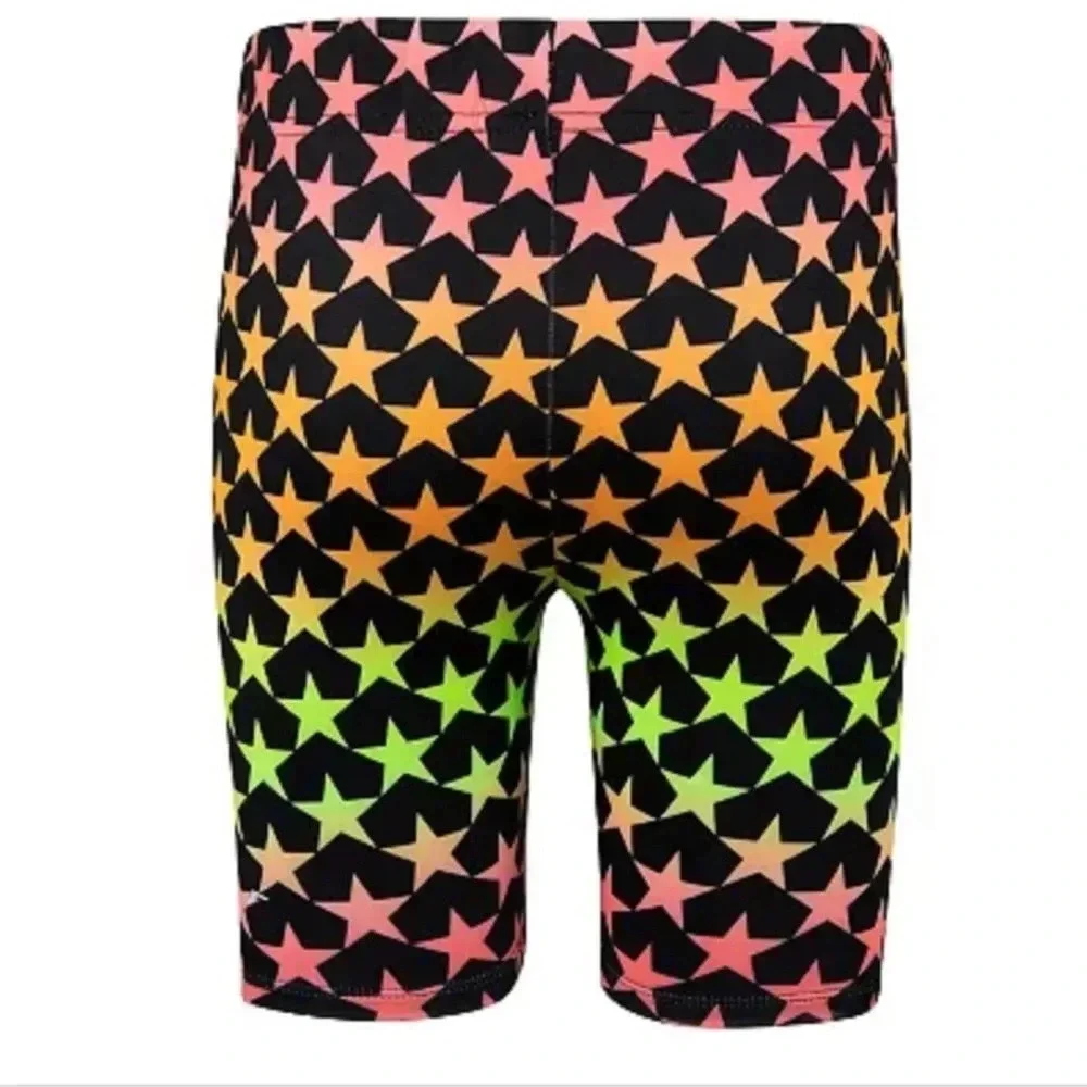 Converse Girls Neon Star Print High-Rise Bike Shorts Girls Size Large